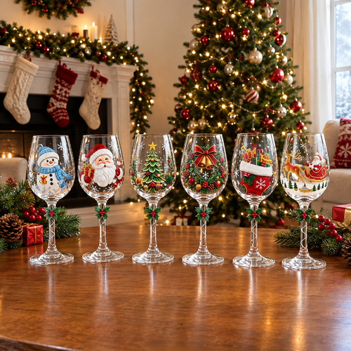 MerrySips Christmas wine glasses, product image 2