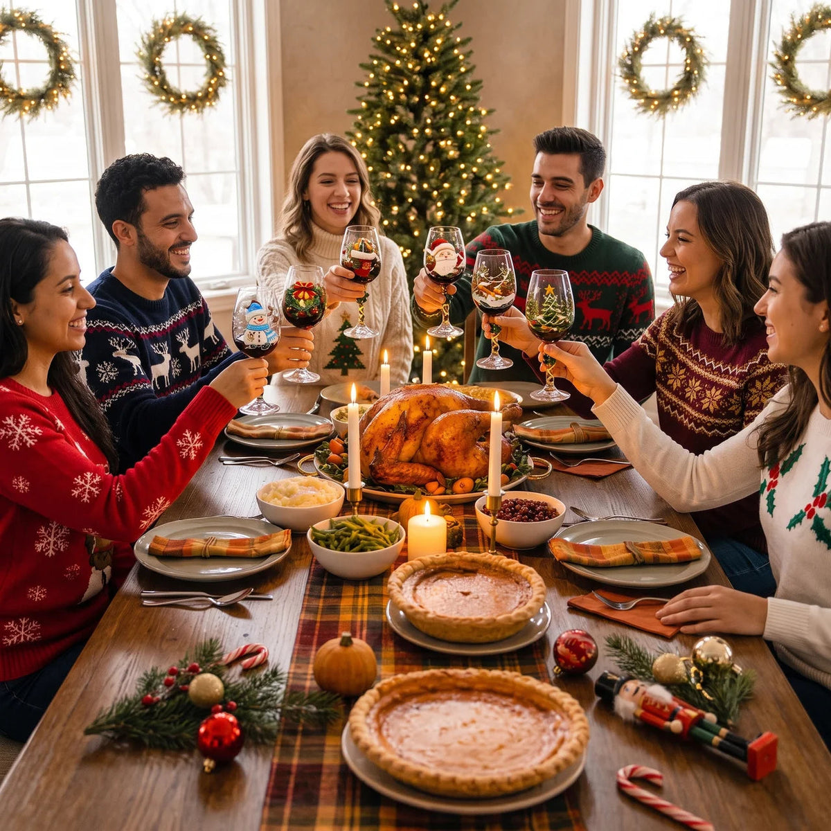 MerrySips Christmas wine glasses, product image 3