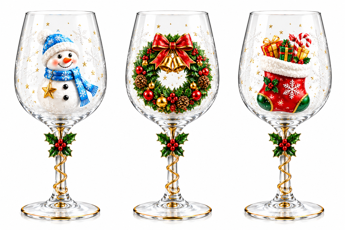 MerrySips Christmas wine glasses, product image 5